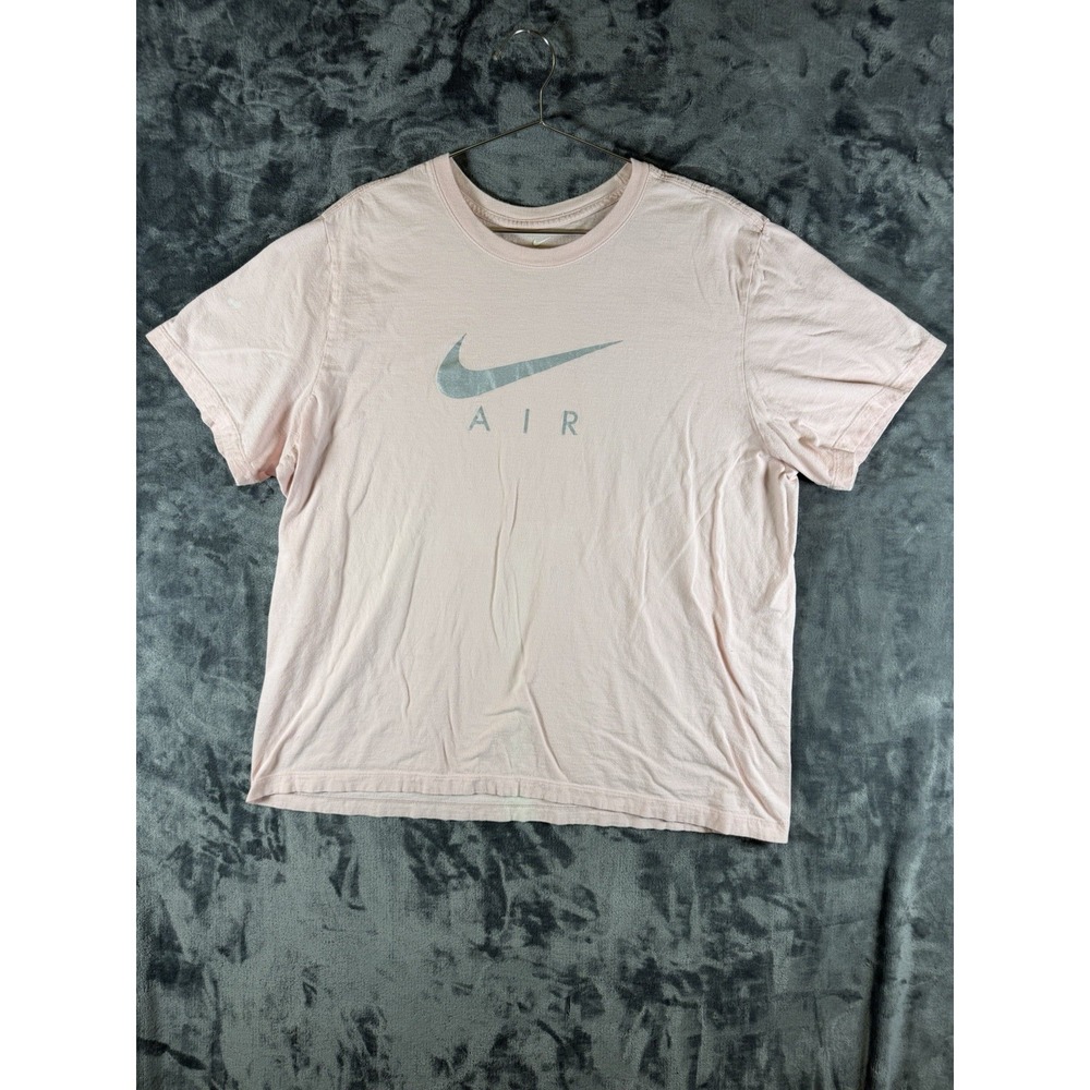 Nike Athletic Casual Short Sleeve Pink T-Shirt Air White Logo Center Swoosh XXL